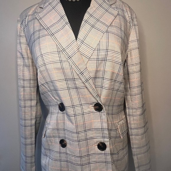 #69 NWT SPARKZ COPENHAGEN Plaid Double Breasted Blazer Lined XS S M Casual - Picture 2 of 10
